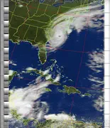 Weather image showing Hurricane Dorian on Sept 5, 2019, 19:50 hours EDT