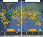 Display of world aircraft over Europe, Africa, Americas and Australasia (Property of FlightRadar24)