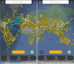 Display of world aircraft over Europe, Africa, Americas and Australasia (Property of FlightRadar24)